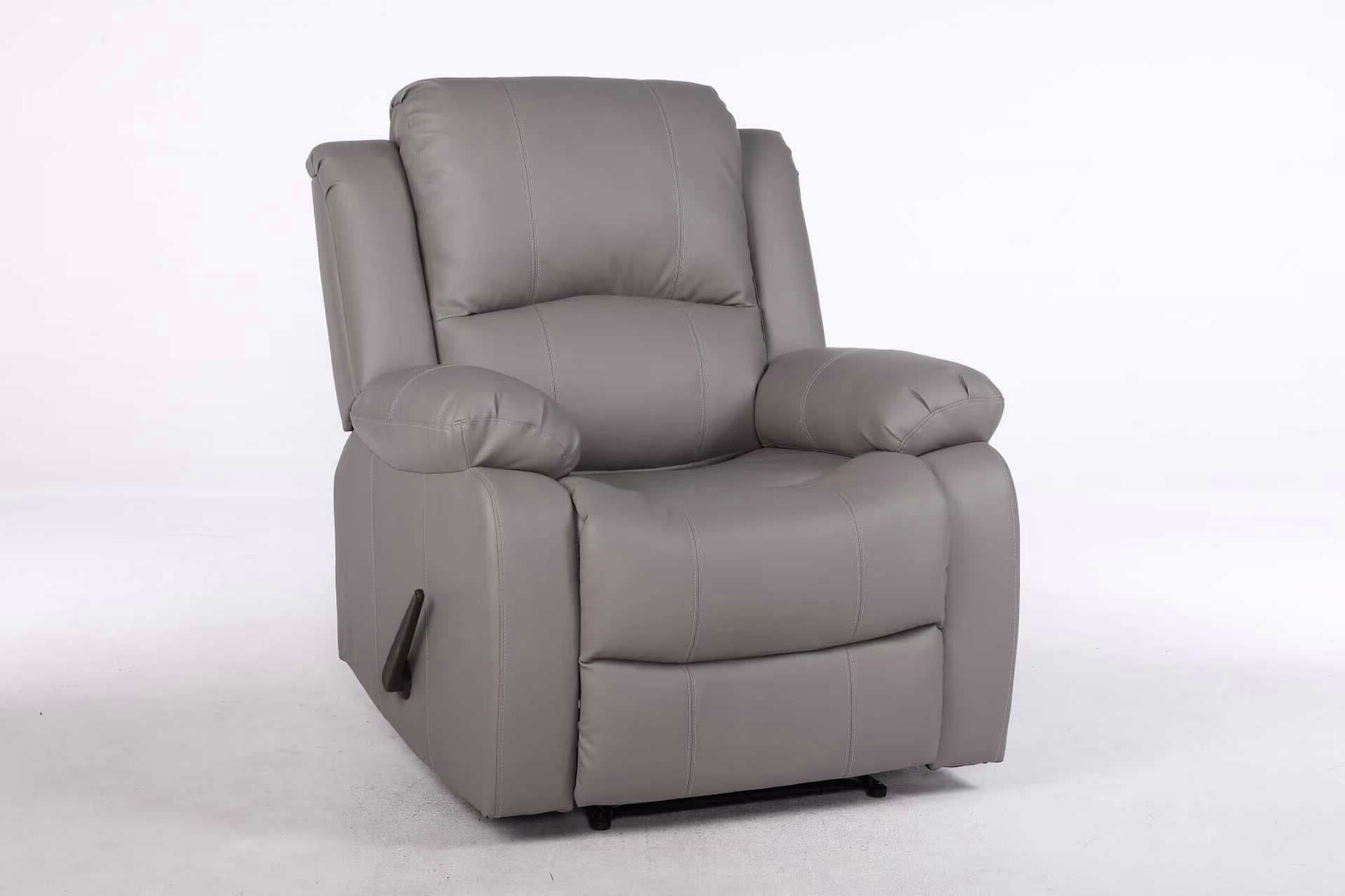 כורסת טלוויזיה מסאג PU דמוי עור אפור