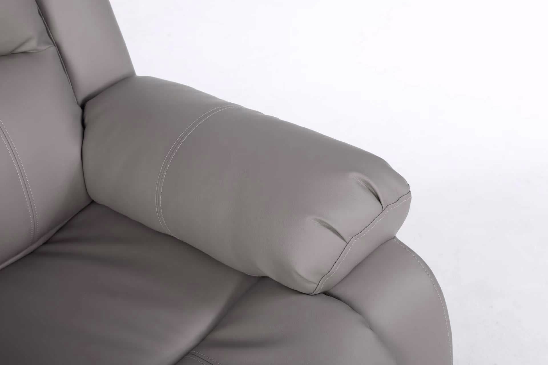 כורסת טלוויזיה מסאג PU דמוי עור אפור