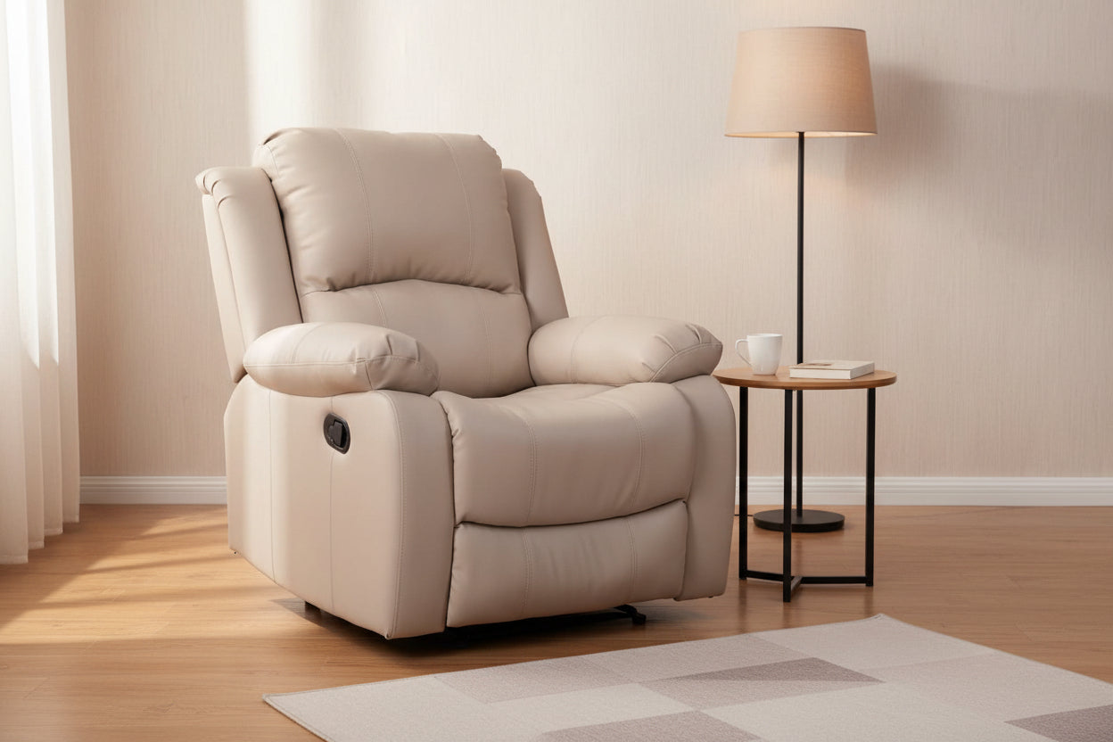 כורסת טלוויזיה מסאג PU דמוי עור בז