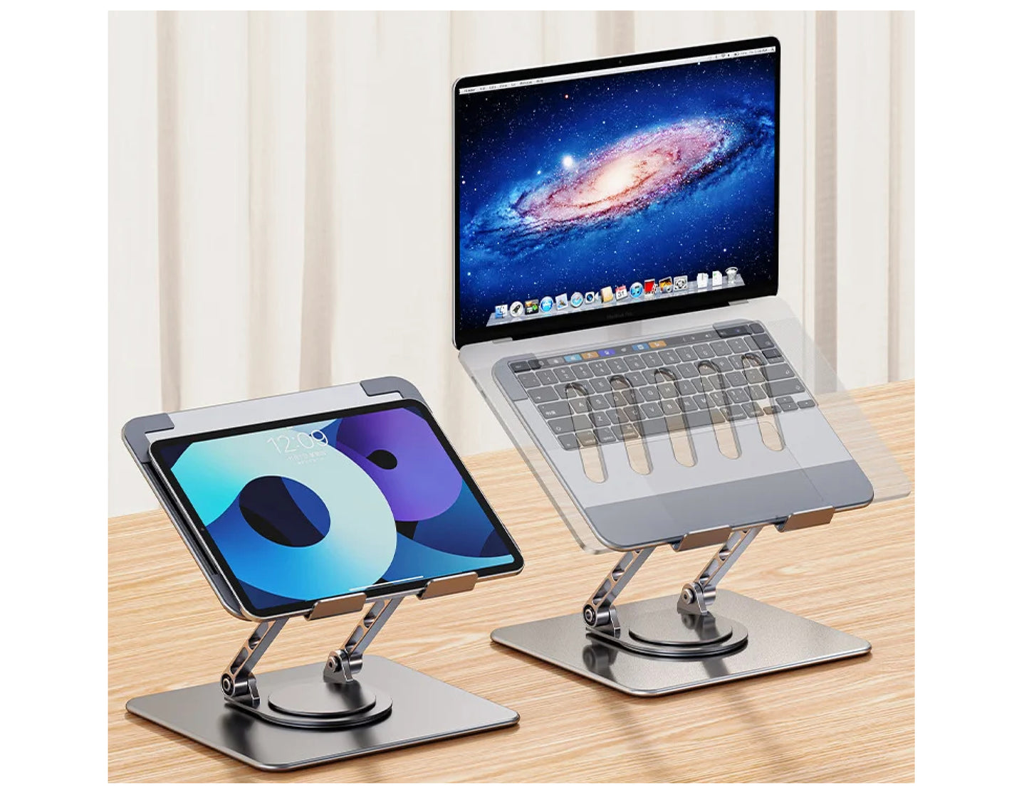 מעמד לפטופ מאלומיניום עם סיבוב 360° – תושבת מתכווננת עם קירור מובנה