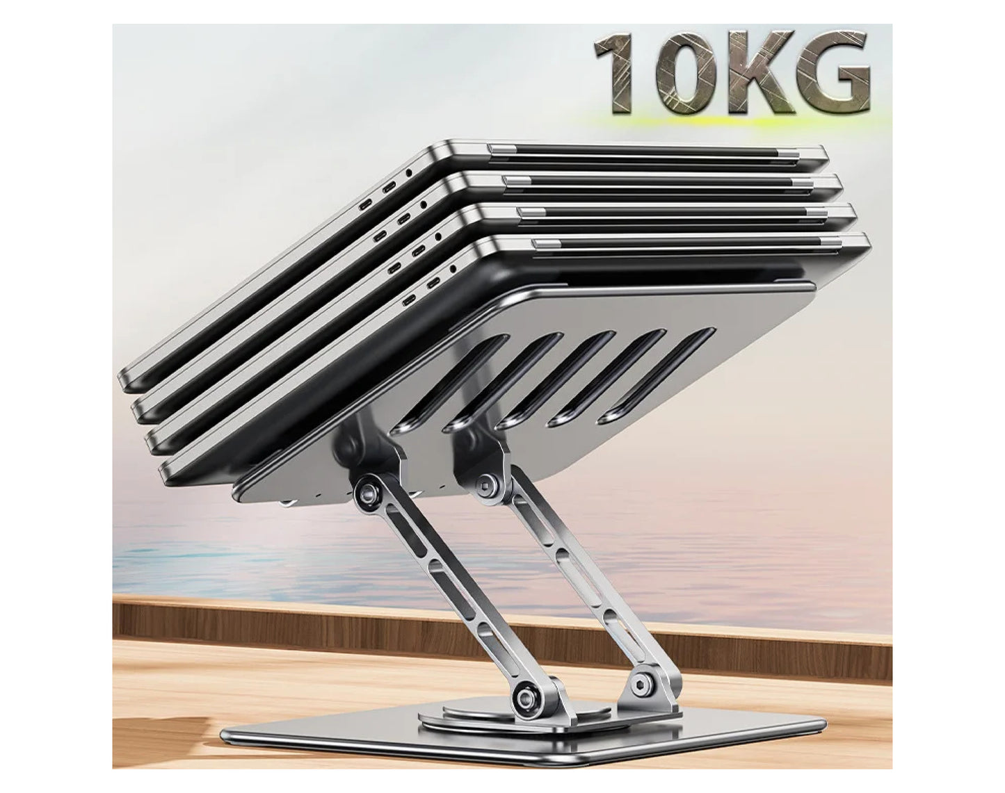 מעמד לפטופ מאלומיניום עם סיבוב 360° – תושבת מתכווננת עם קירור מובנה