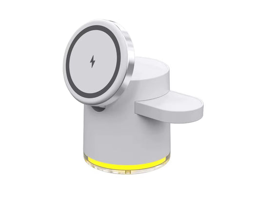 עמדת טעינה מגנטית מתקפלת 3 ב-1 לאייפון, איירפודס ושעון אפל לבן צבע לבן