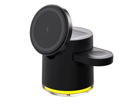 עמדת טעינה מגנטית מתקפלת 3 ב-1 לאייפון, איירפודס ושעון אפל לבן צבע שחור