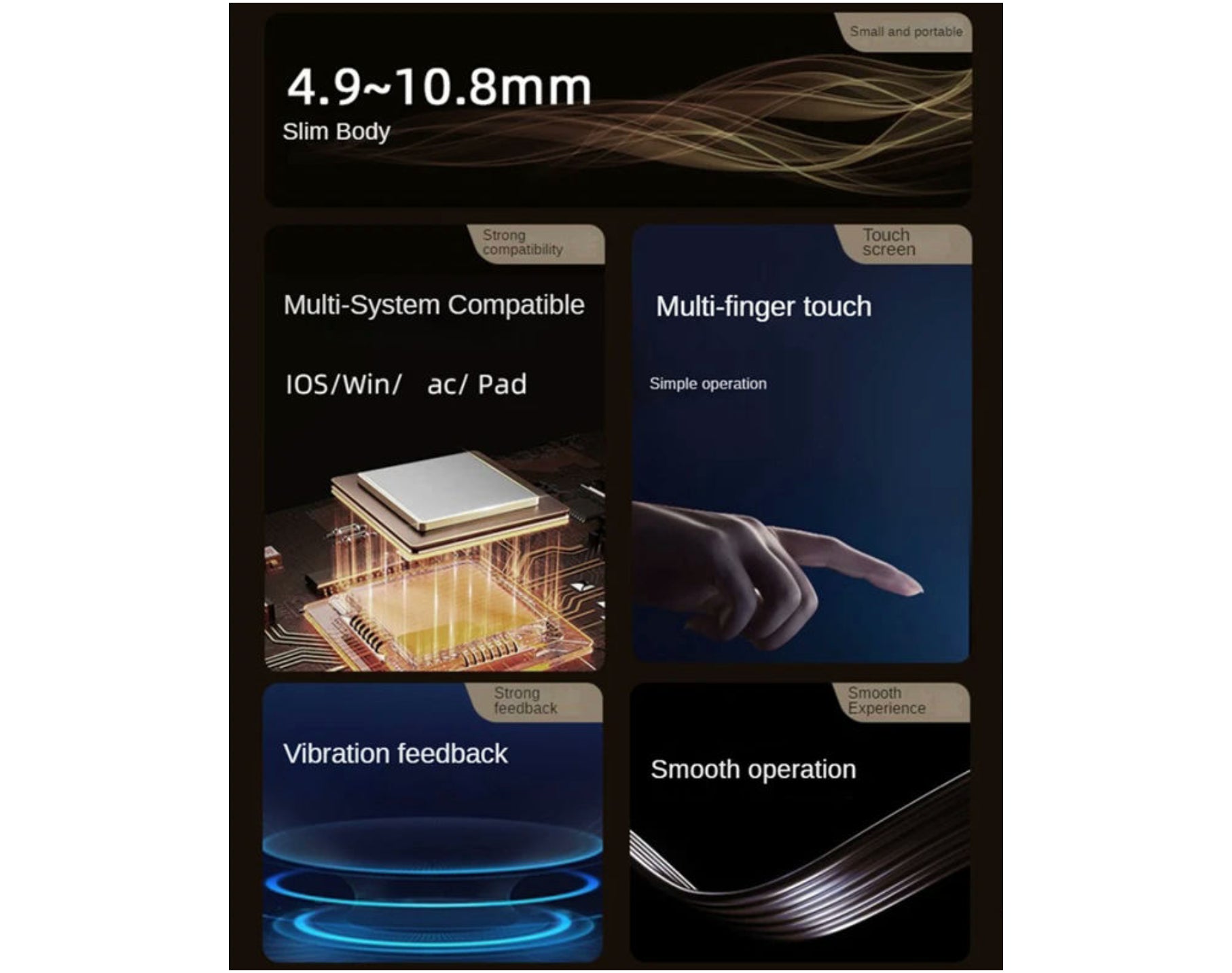 טאצ׳פד אלחוטי Bluetooth – משטח מגע רב־תפקודי עם מחוות, נטען ומתאים למחשב נייד, iPad, Mac ומכשירים נוספים