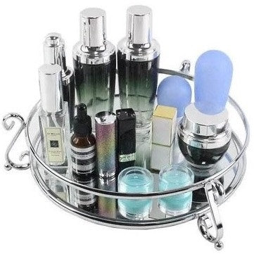 מגש דקורטיבי עגול בגוון כסף