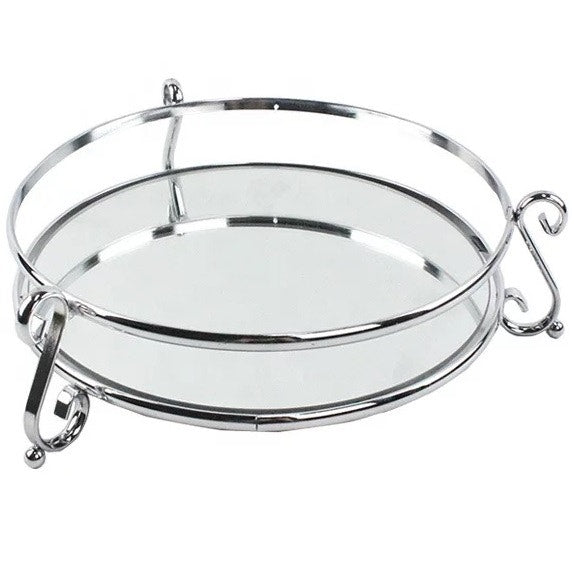 מגש דקורטיבי עגול בגוון כסף