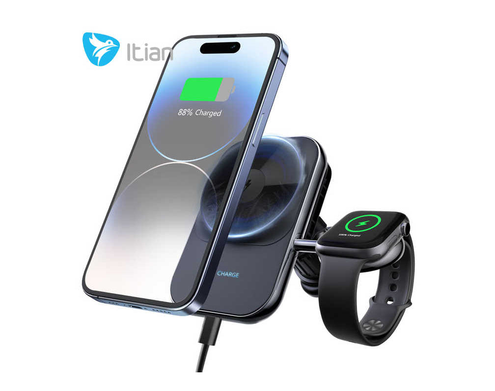 MagCharge Duo S15 – מטען אלחוטי מגנטי 2 ב-1 עם קירור לאייפון ול-Apple Watch