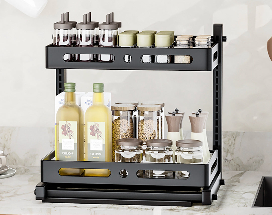 ארגונית אחסון מתחת לכיור צבע שחור