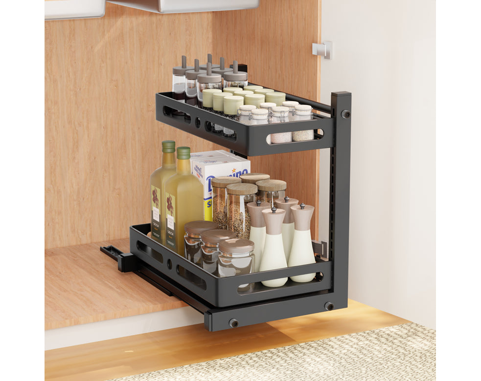 ארגונית אחסון מתחת לכיור צבע שחור