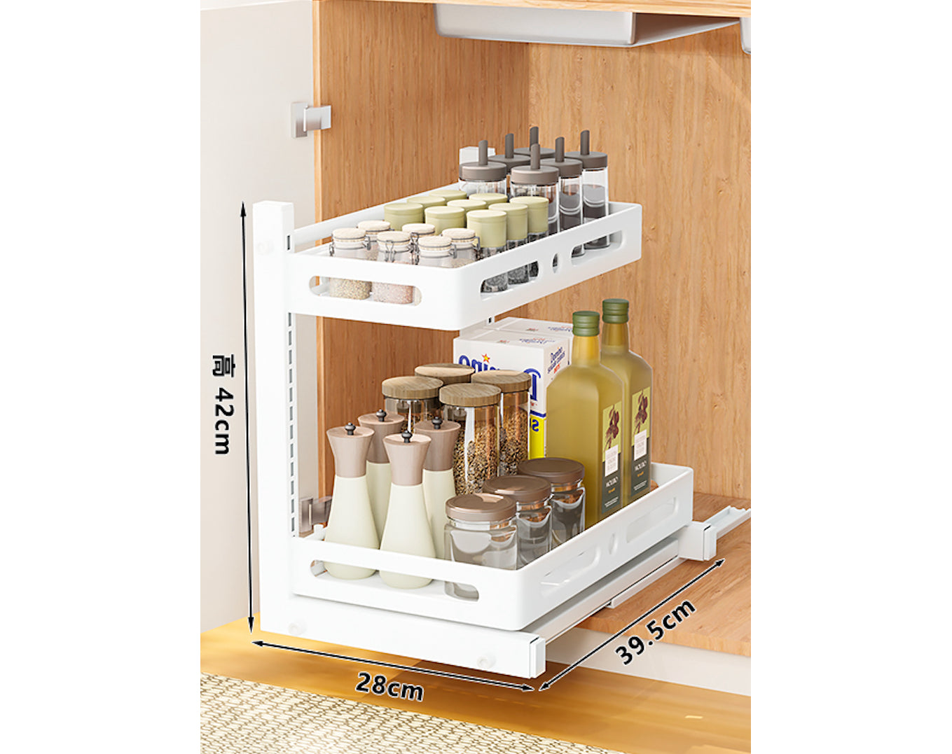 ארגונית אחסון מתחת לכיור צבע שחור