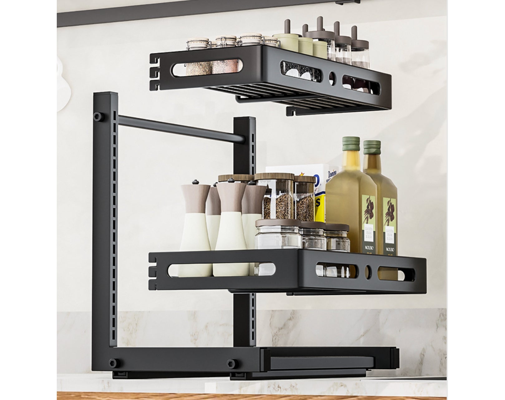 ארגונית אחסון מתחת לכיור צבע שחור