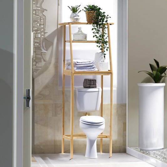 מעמד 3 מדפים מעל האסלה עשוי במבוק