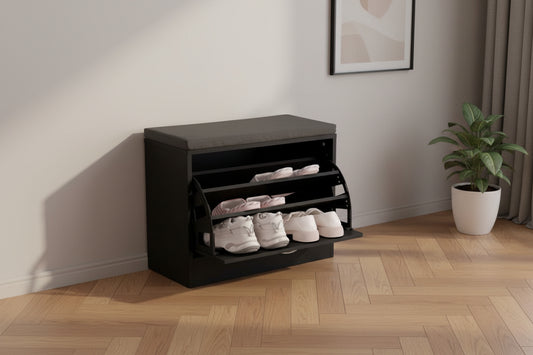 ארון נעליים ספסל 2 תאים שחור תבור
