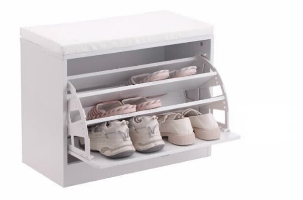 ארון נעליים ספסל 2 תאים לבן תבור