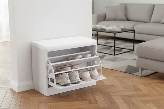 ארון נעליים ספסל 2 תאים לבן תבור