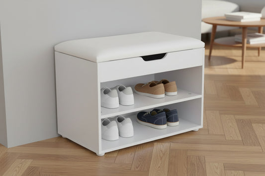 ארון נעליים ספסל 2 תאים לבן אלה