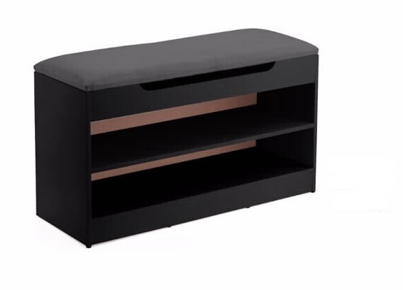 ארון נעליים ספסל 2 תאים שחור אורן