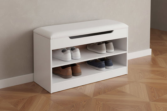 ארון נעליים ספסל 2 תאים לבן אורן