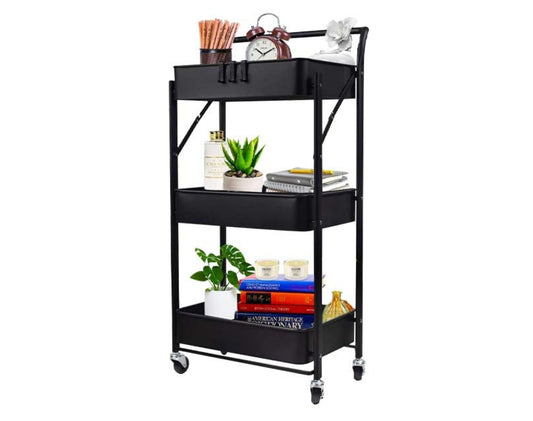 עגלת שירות מתכת מחוזק למטבח 3 קומות