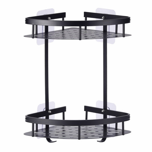 מתלה אחסון פינתי אלומיניום 2 קומות שחור   38*5*20.5