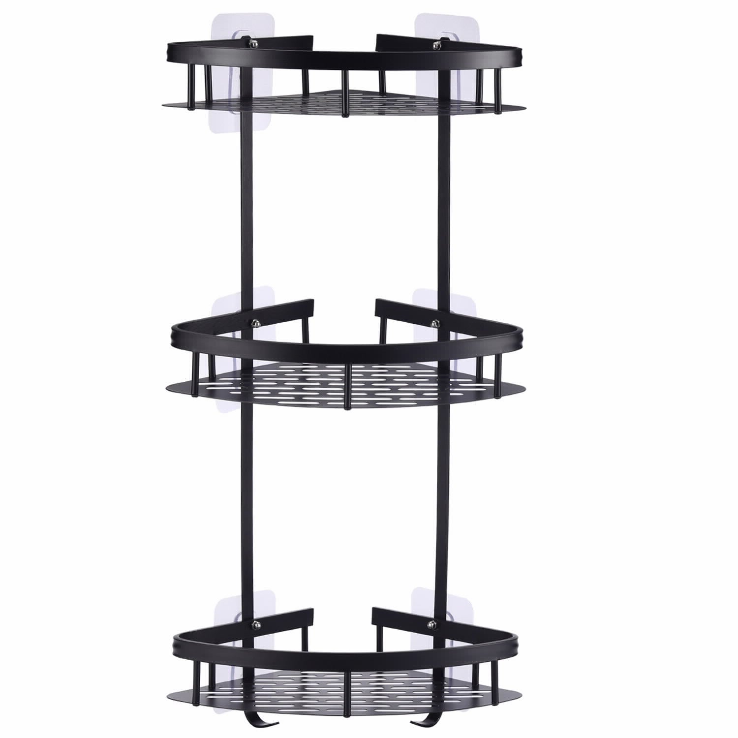 מתלה אחסון פינתי אלומיניום 3 קומות שחור 60*5*20.5