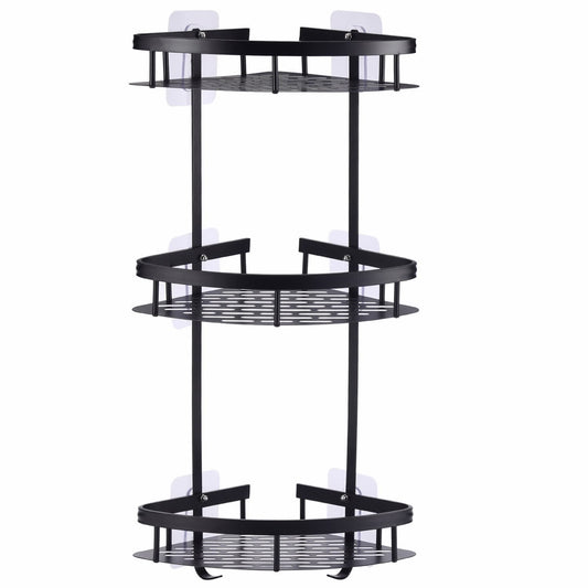 מתלה אחסון פינתי אלומיניום 3 קומות שחור 60*5*20.5