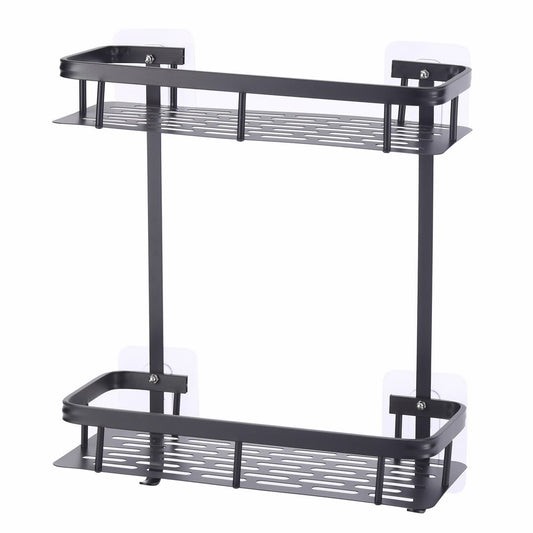 מתלה אחסון אלומיניום 2 קומות שחור  38*5*13