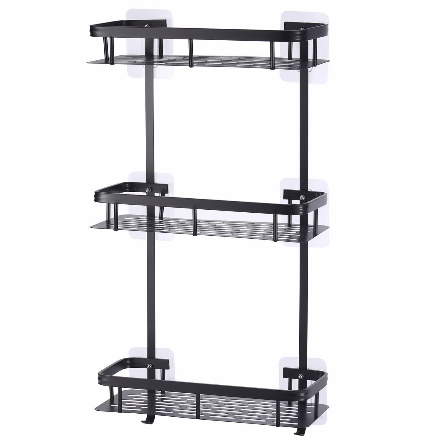 מתלה אחסון אלומיניום 3 קומות שחור 60*5*20.5