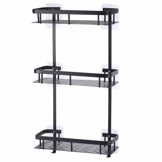 מתלה אחסון אלומיניום 3 קומות שחור 60*5*20.5