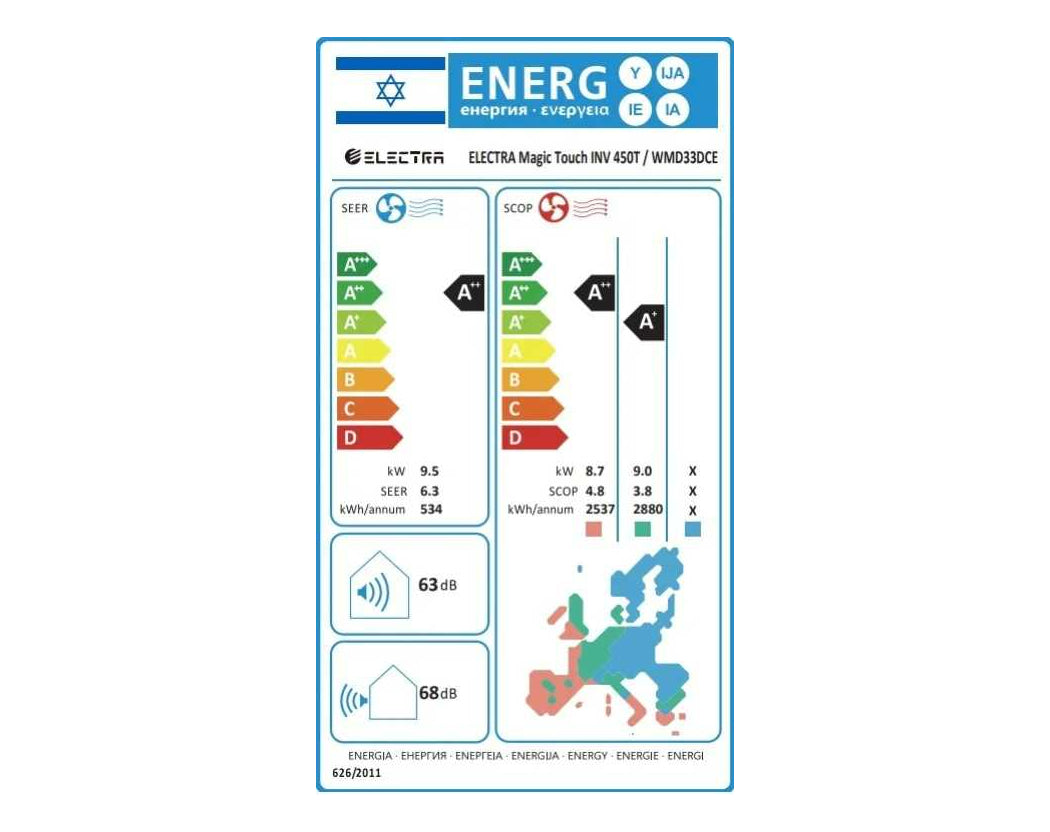 ‏מזגן עילי אלקטרה ELECTRA Magic Touch Inverter 450T