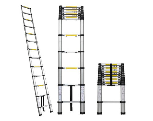 סולם אלומיניום טלסקופי יחיד נשען על הקיר – 3.2 מטרים –