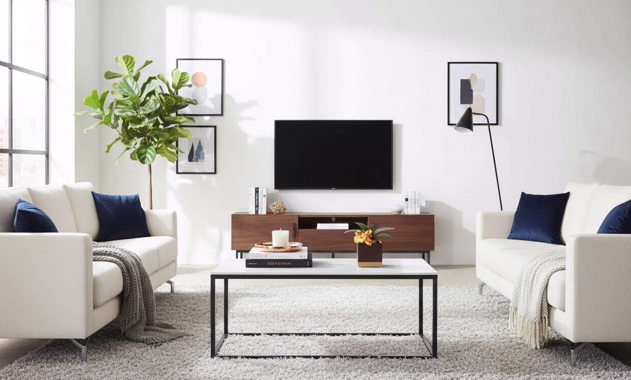 שולחן סלון מלבני שיש - 40X100 ס"מ לבן