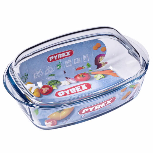 סיר זכוכית מלבני 4.5 ליטר+מכסה Pyrex Essentials