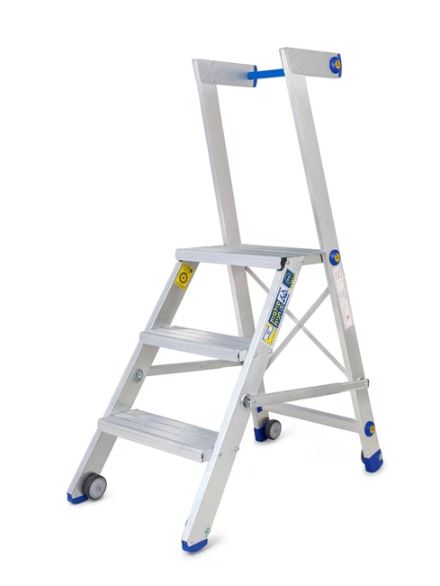 סולם מדרגות מתקפל 2 שלבים כולל ידית וגלגלים