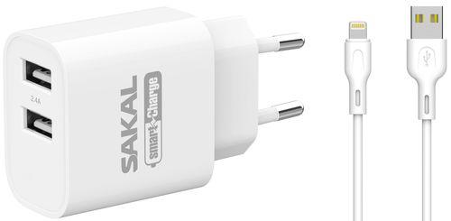 מטען חשמל לייטנינג -אייפון SMART CHARGE דגם 100086 של SAKAL