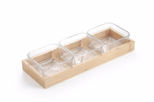 קברט זכוכית 3 תאים מלבן BAMBOO