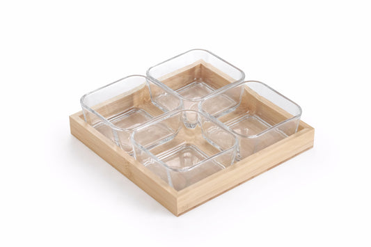 קברט זכוכית 4 תאים מרובע BAMBOO