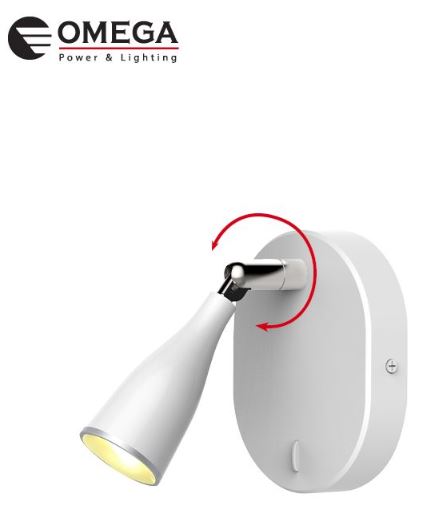 מנורת קיר לקריאה MARK 4.5W עם ראש מתכוונן צבע לבן אור קר 4000K