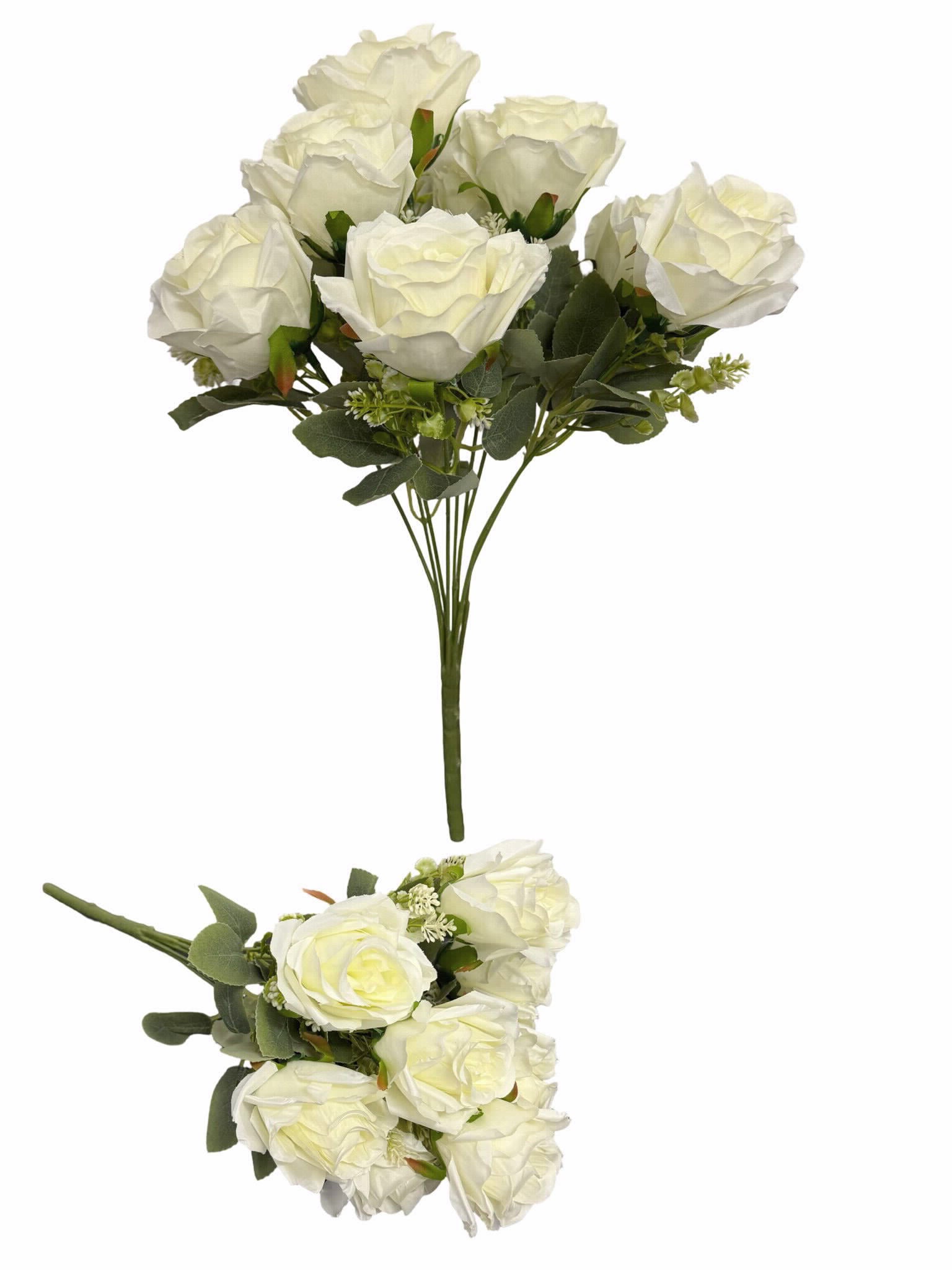 בוקט פרחים לבן עתיק דגם כלה 43 ס''מ