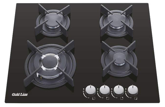 כיריים גז  בנוי 4 להבות 60 סמ זכוכית שחורה ATL-4520