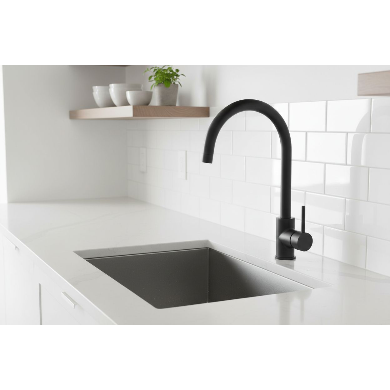 ברז ברבור מנירוסטה - שחור מט