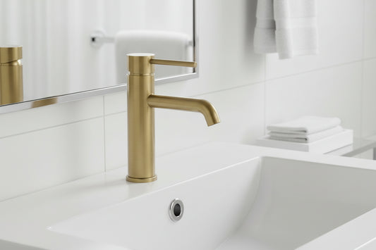 ברז פרח נמוך מנירוסטה - זהב מט