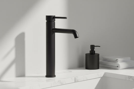 ברז פרח גבוה מנירוסטה - שחור מט