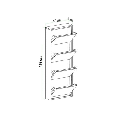 ארון נעליים SlimWall 136 צבע אפור 4 קומות