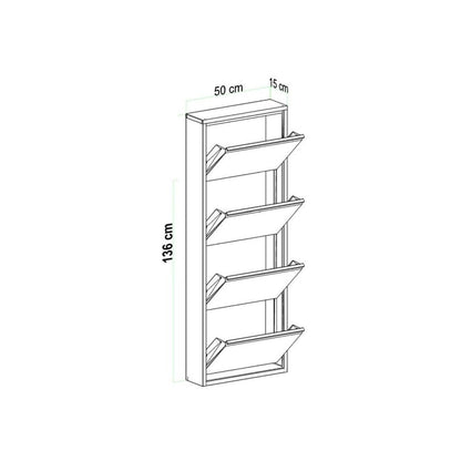 ארון נעליים SlimWall 136 צבע לבן 4 קומות