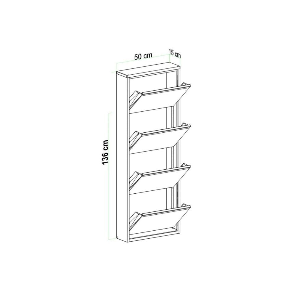 ארון נעליים SlimWall 136 צבע לבן 4 קומות