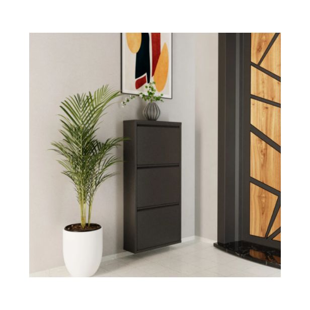ארון נעליים SlimWall 136 צבע אפור כהה 3 קומות