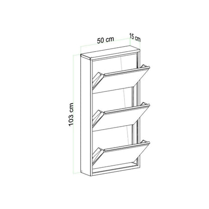ארון נעליים SlimWall 136 צבע אפור כהה 3 קומות