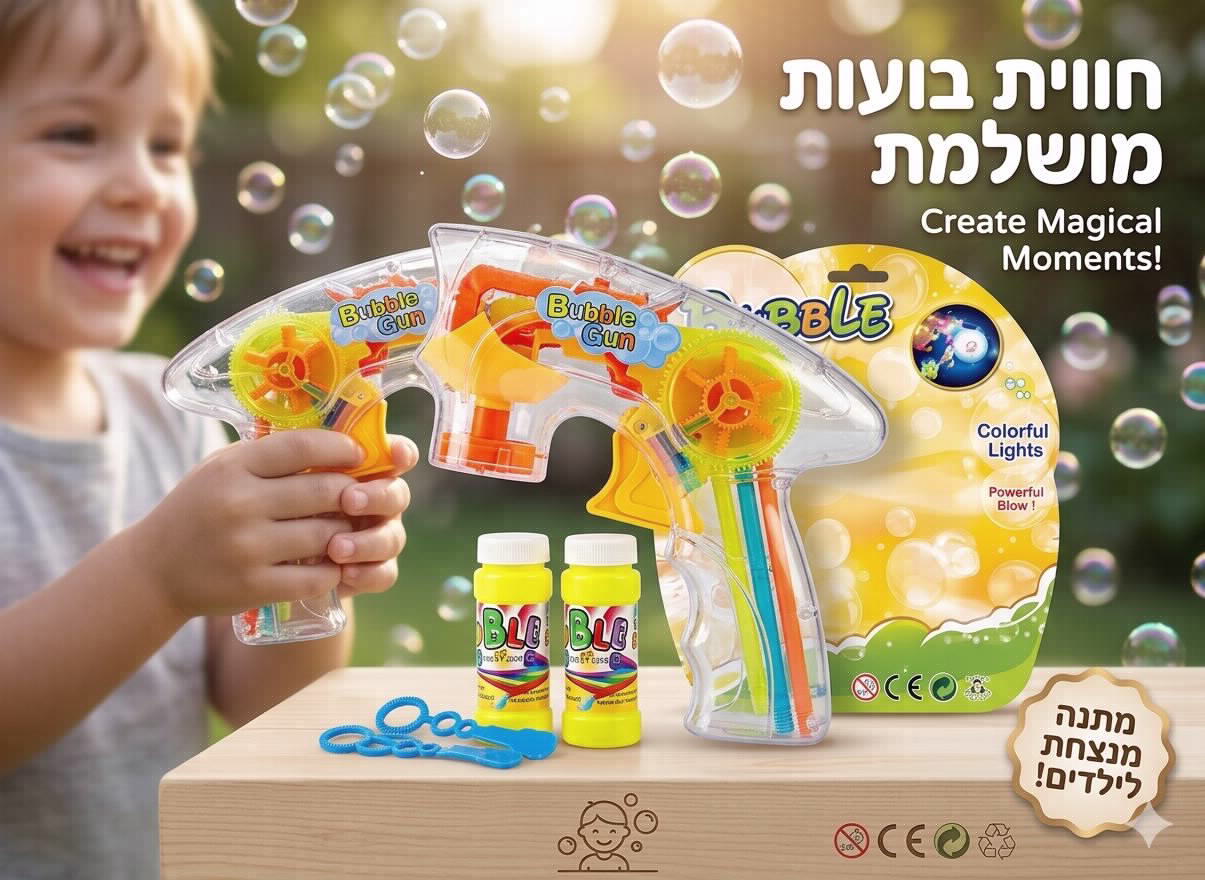אקדח בועות סבון טורבו (ללא סוללות)