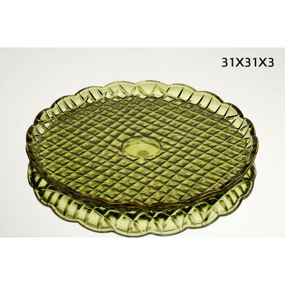 צלחת  31X31 ס״מ בצבע ירוק עם זהב CRYSTALINE